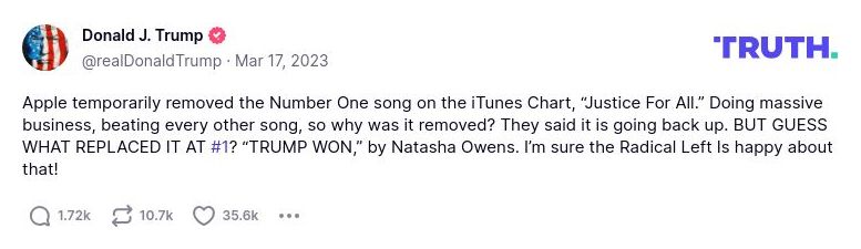 Post image from Donald Trump