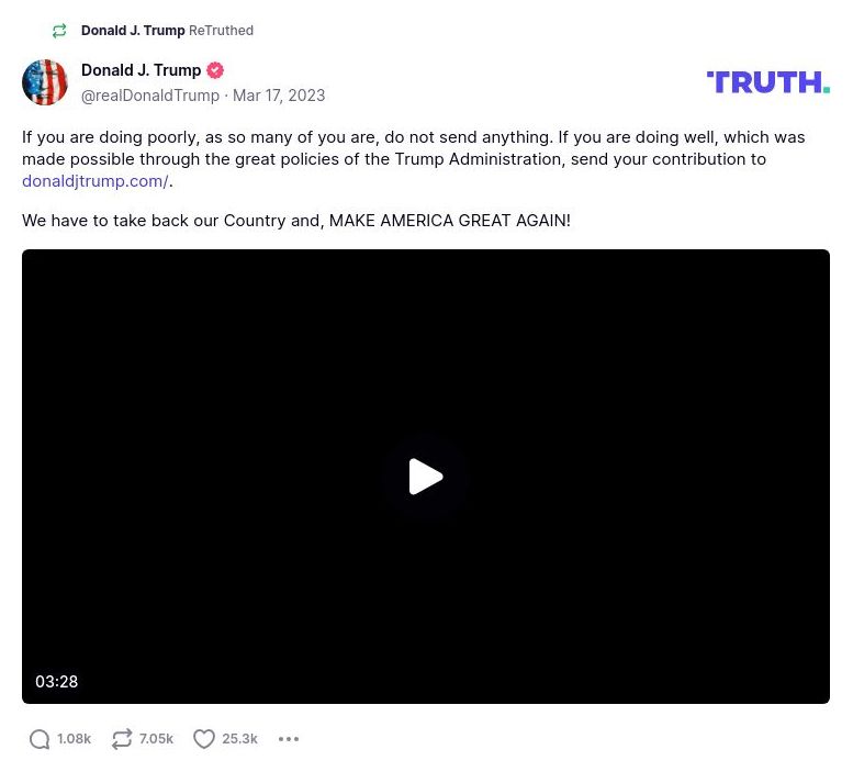 Post image from Donald Trump