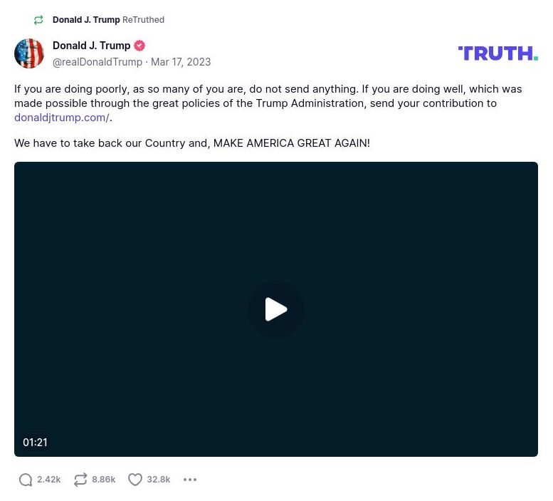 Post image from Donald Trump