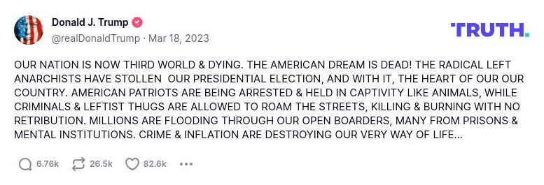 Post preview from Donald Trump