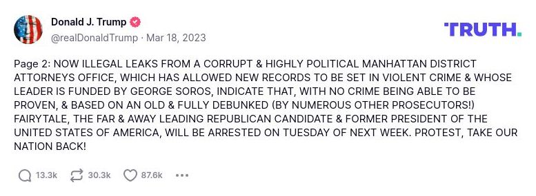 Post image from Donald Trump