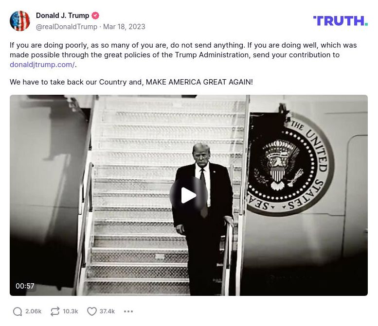 Post image from Donald Trump