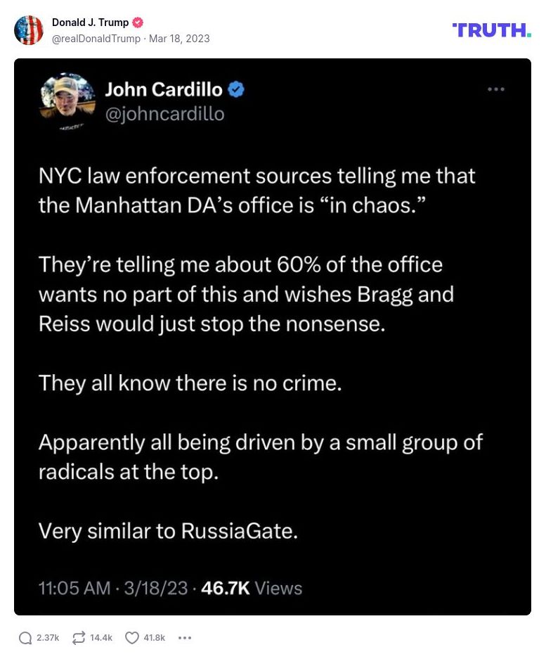 Post image from Donald Trump