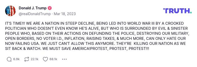 Post preview from Donald Trump