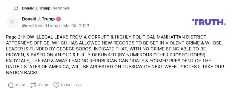 Post image from Donald Trump