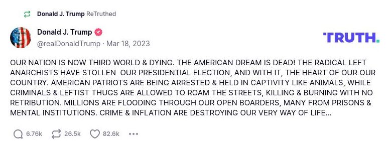 Post preview from Donald Trump