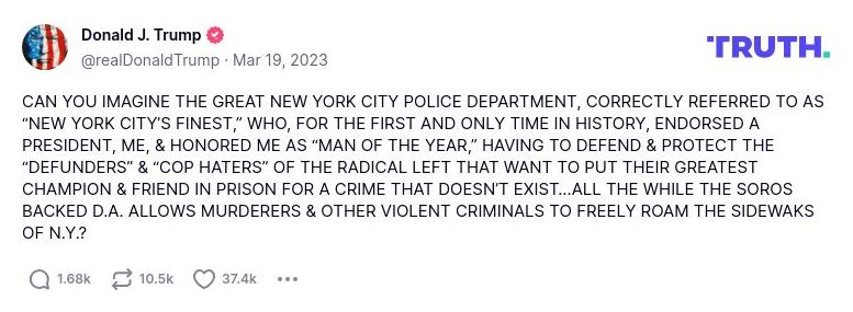 Post image from Donald Trump