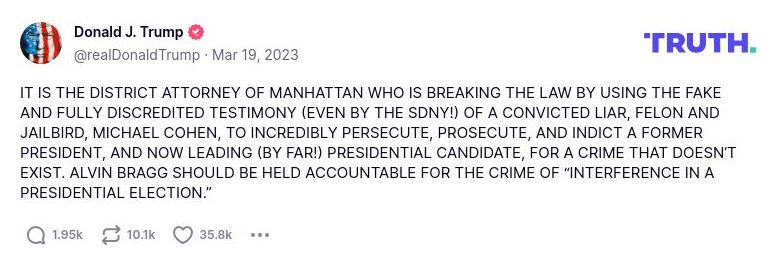 Post image from Donald Trump