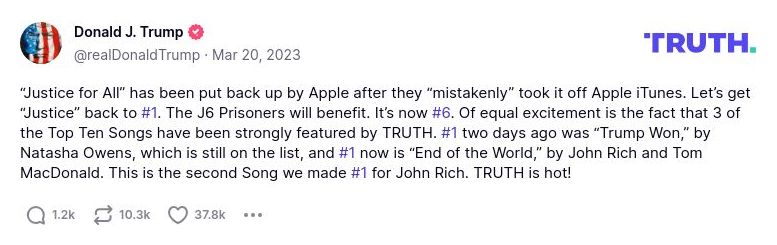 Post image from Donald Trump