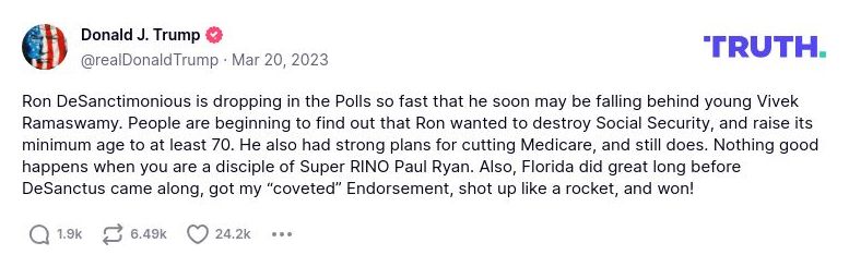 Post image from Donald Trump