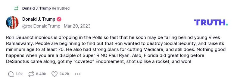 Post image from Donald Trump