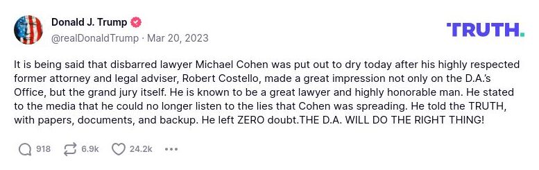 Post image from Donald Trump