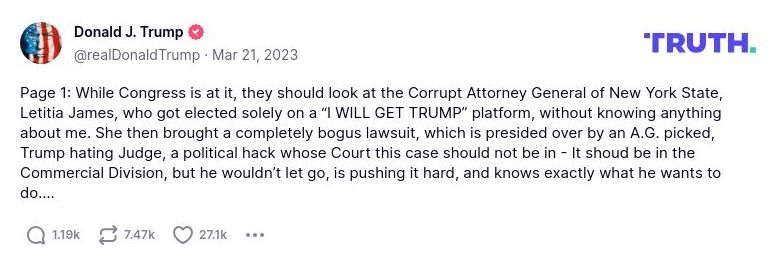 Post image from Donald Trump