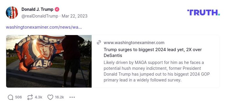 Post image from Donald Trump