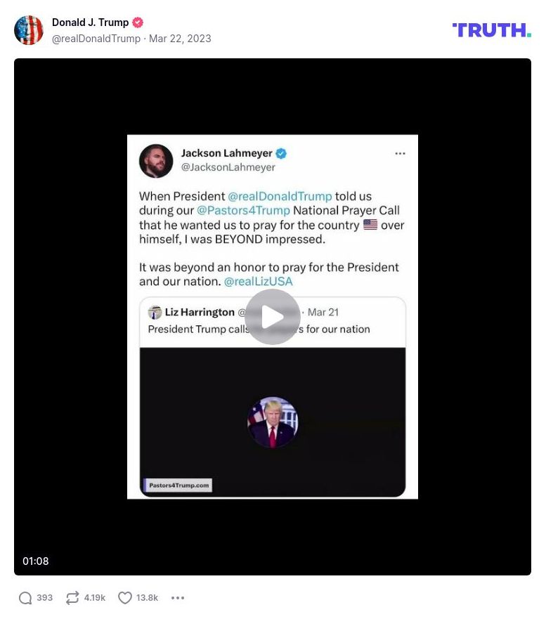 Post image from Donald Trump