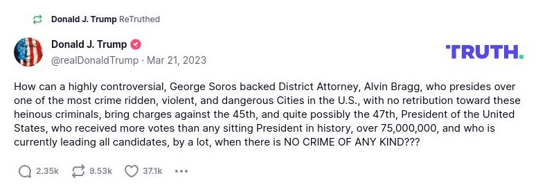 Post image from Donald Trump