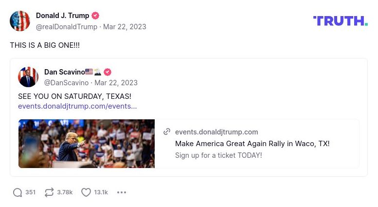 Post image from Donald Trump