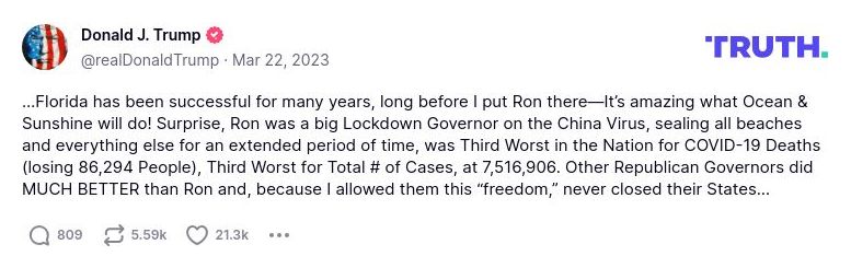 Post preview from Donald Trump