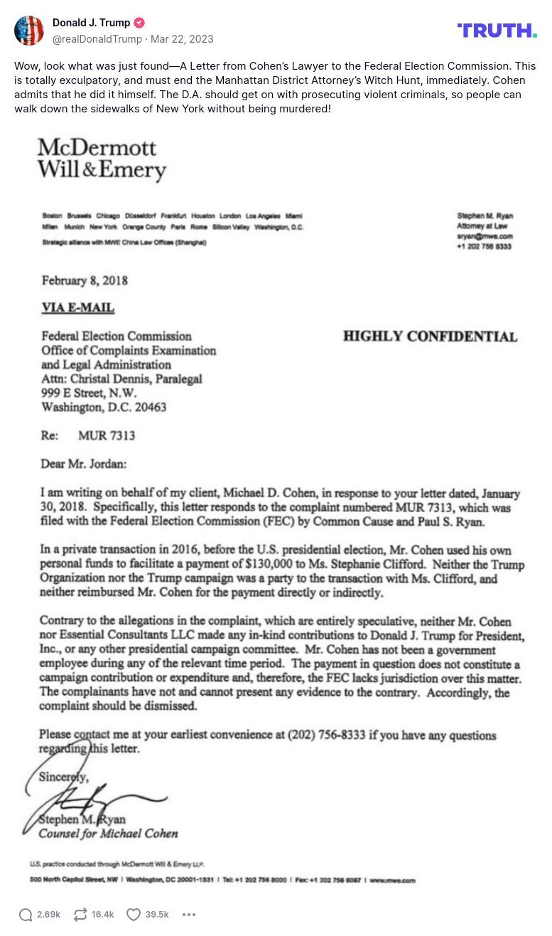 Post image from Donald Trump