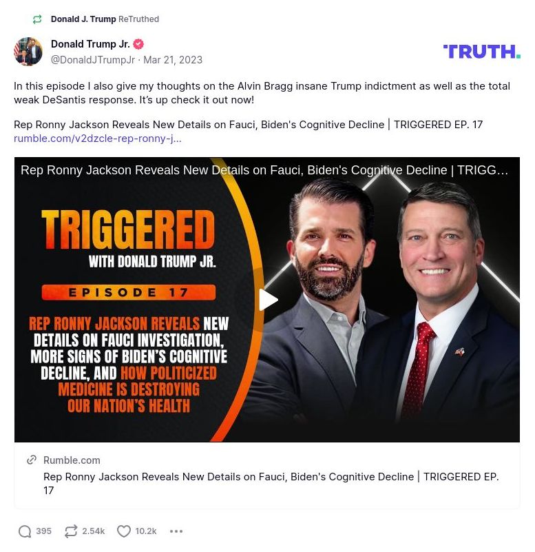 Post image from Donald Trump