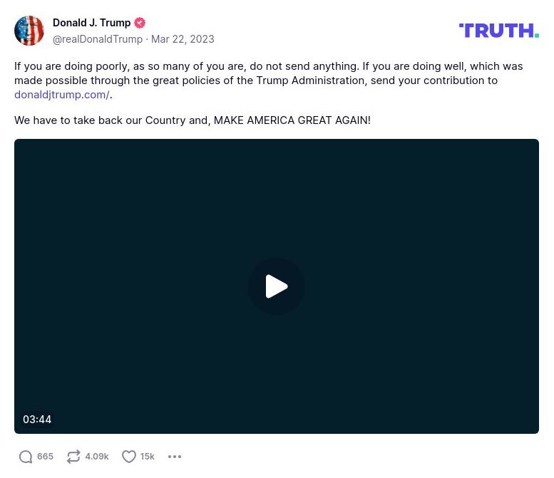 Post image from Donald Trump