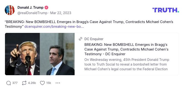 Post image from Donald Trump