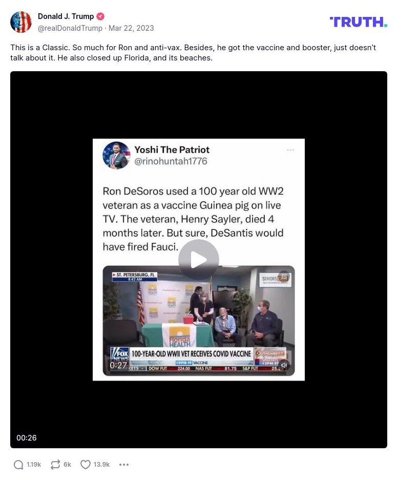 Post image from Donald Trump