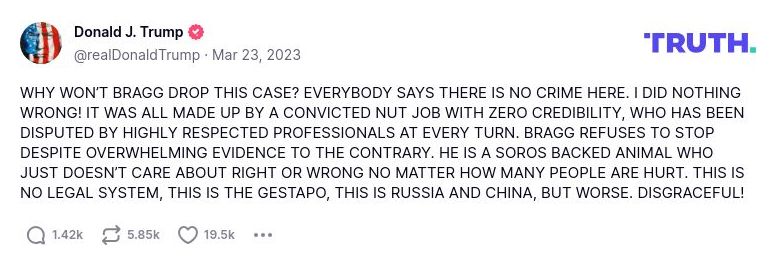 Post preview from Donald Trump