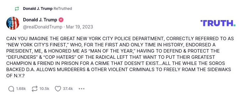 Post image from Donald Trump