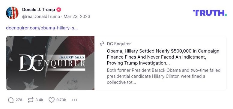 Post image from Donald Trump