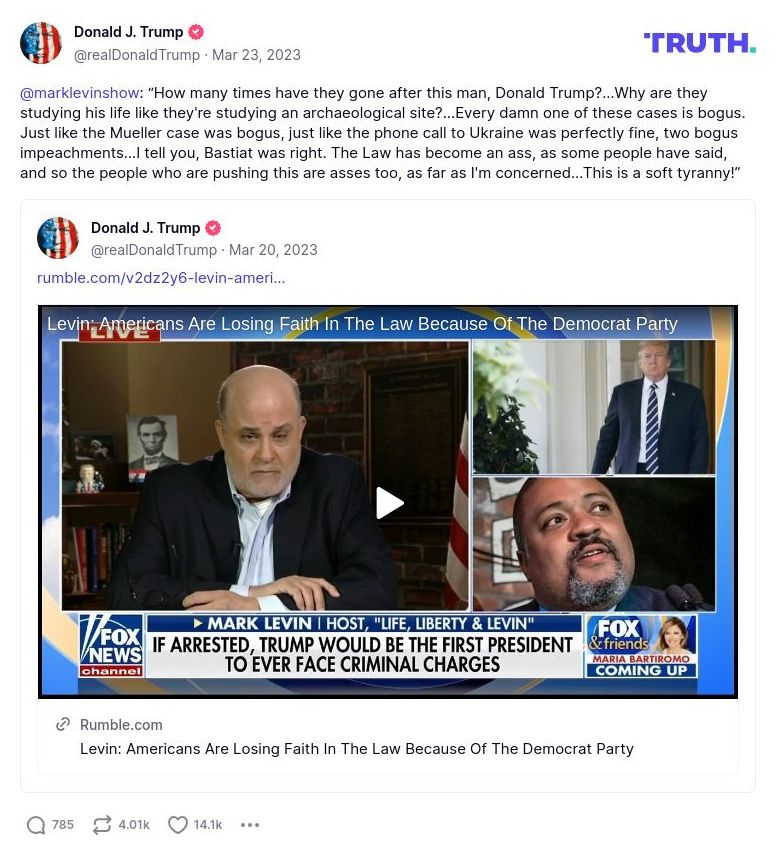 Post preview from Donald Trump