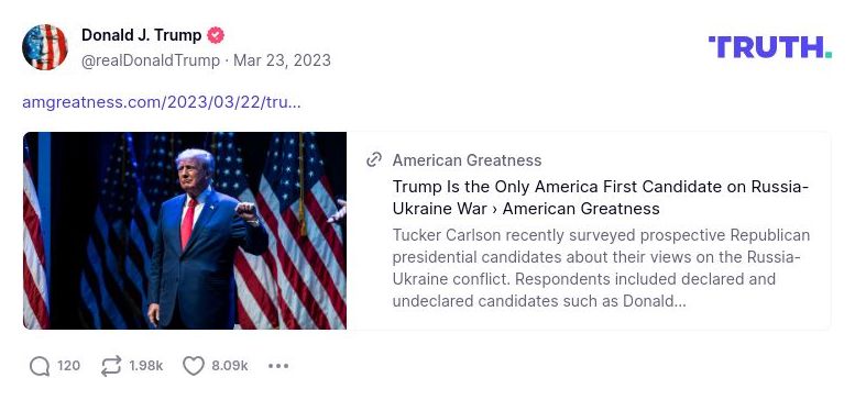 Post preview from Donald Trump