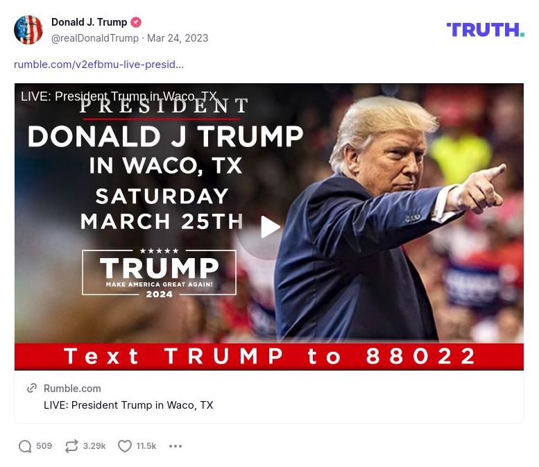 Post image from Donald Trump