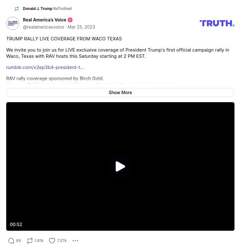 Post image from Donald Trump