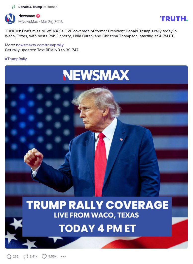 Post image from Donald Trump