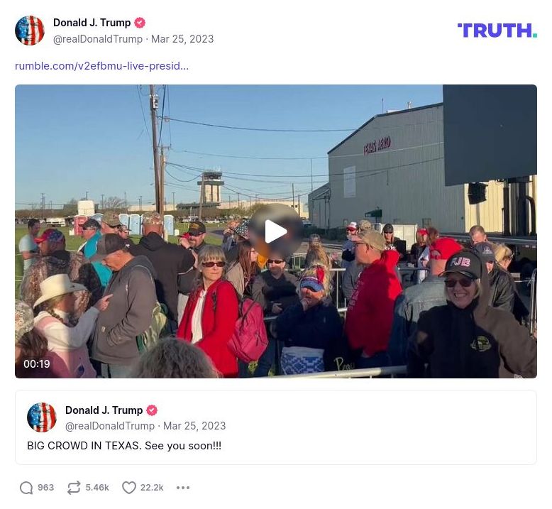 Post image from Donald Trump