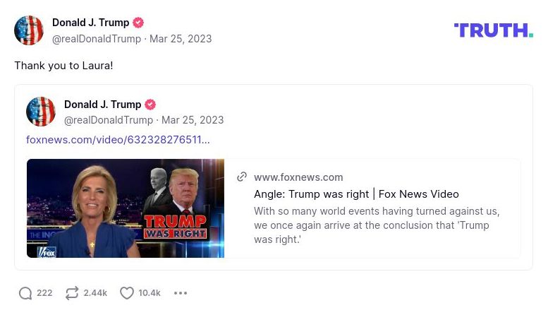 Post image from Donald Trump