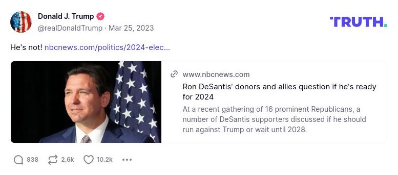 Post image from Donald Trump