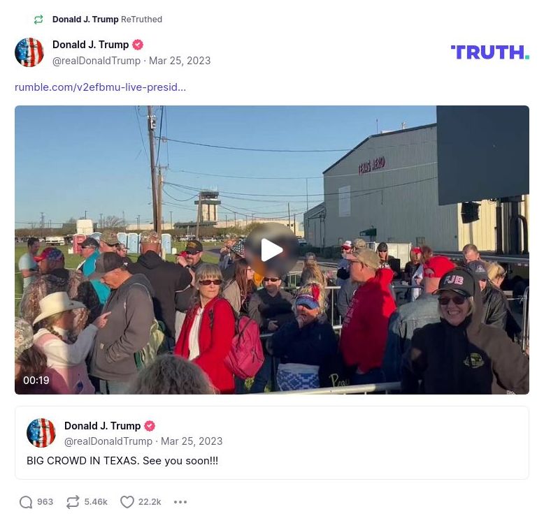 Post image from Donald Trump