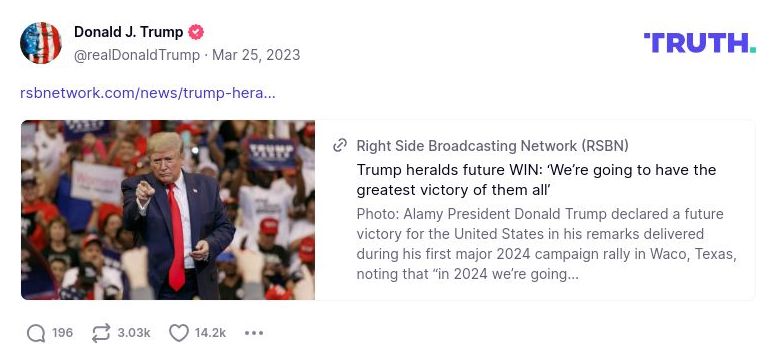 Post image from Donald Trump