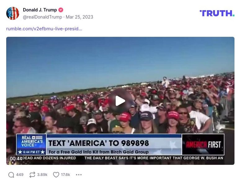 Post image from Donald Trump