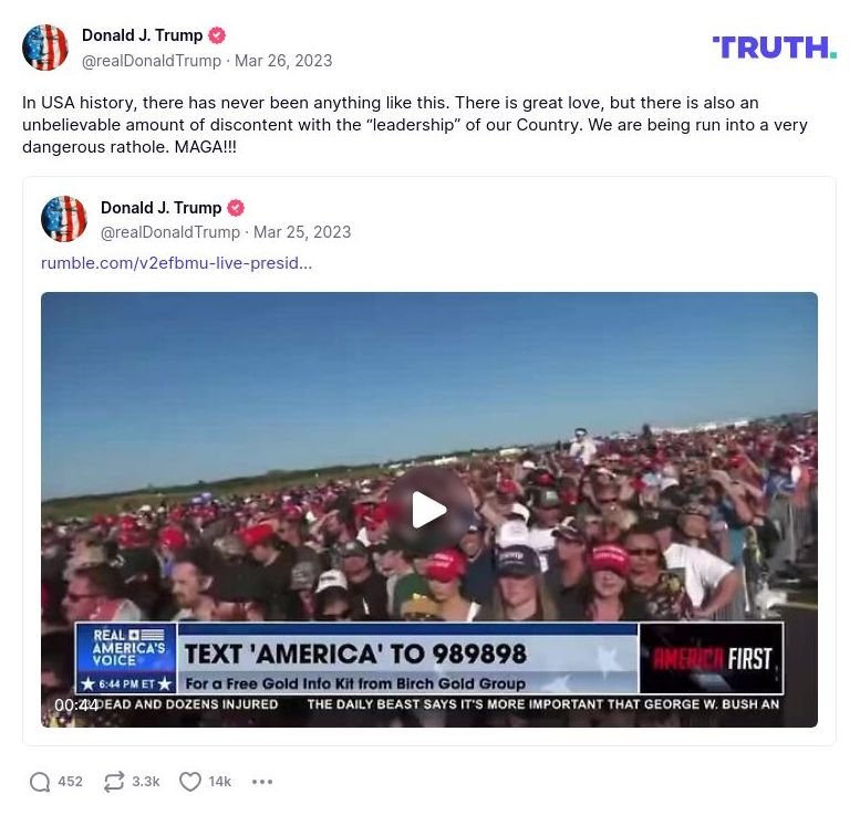 Post image from Donald Trump