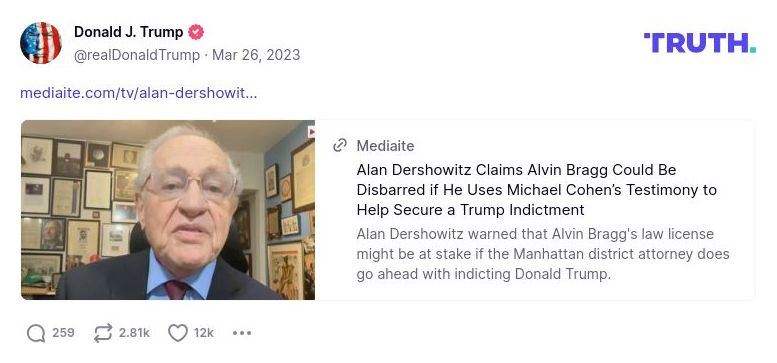 Post image from Donald Trump