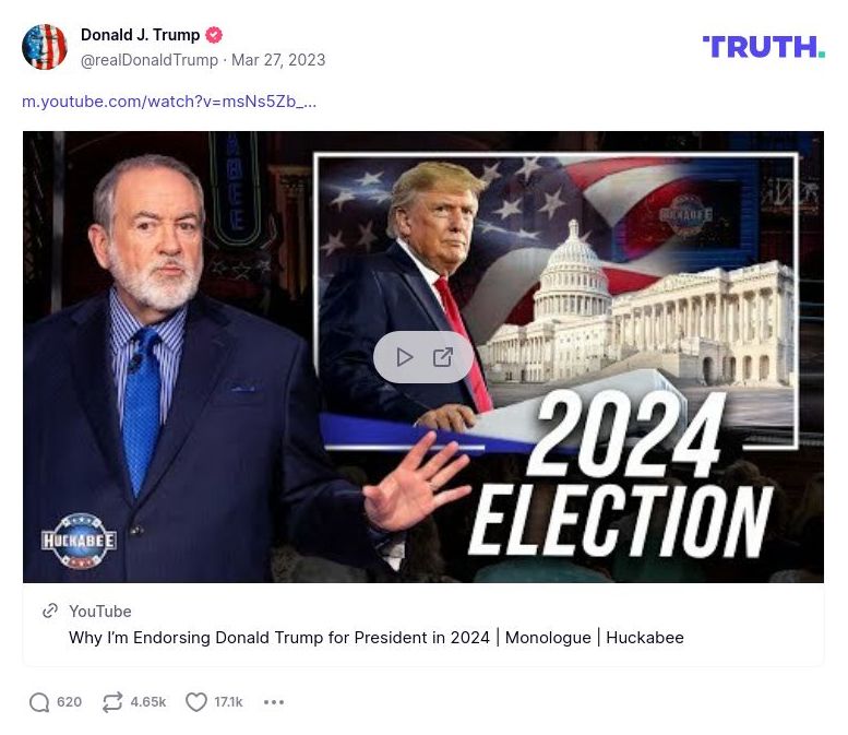 Post image from Donald Trump