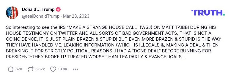 Post image from Donald Trump