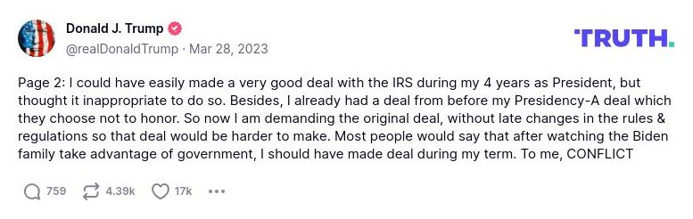 Post image from Donald Trump