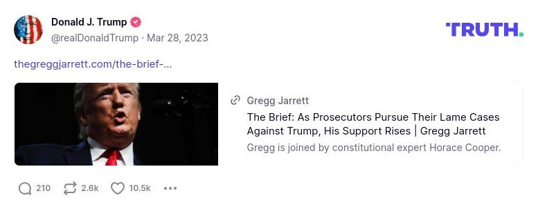 Post image from Donald Trump