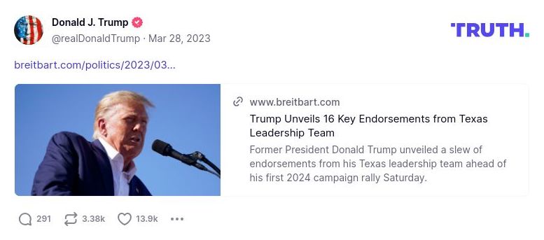 Post image from Donald Trump