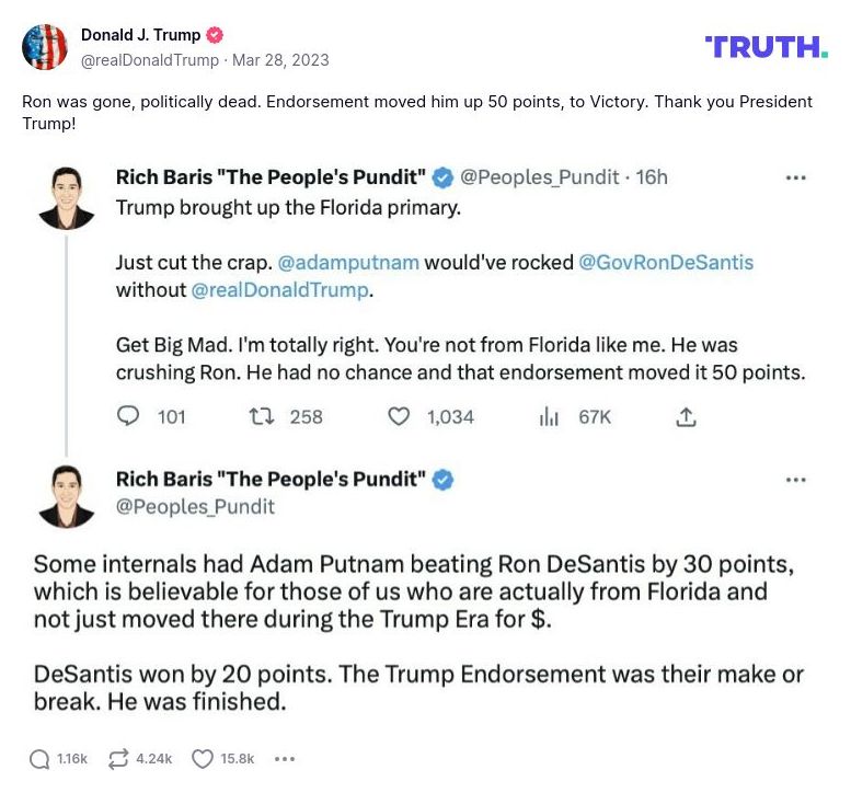 Post image from Donald Trump