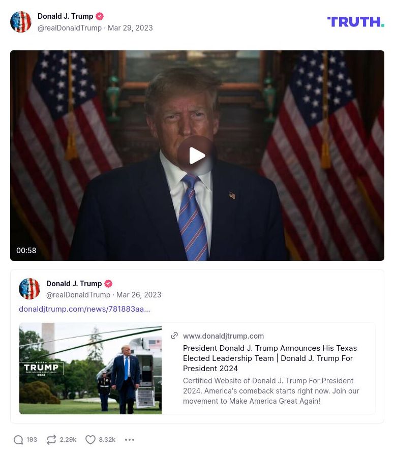 Post image from Donald Trump